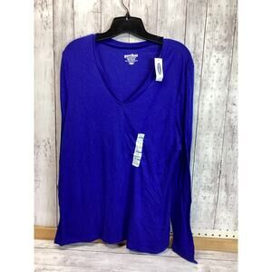 Perfect XXL Size Plus Women Premium Rayon Long Sleeve T-Shirt Blue NWT